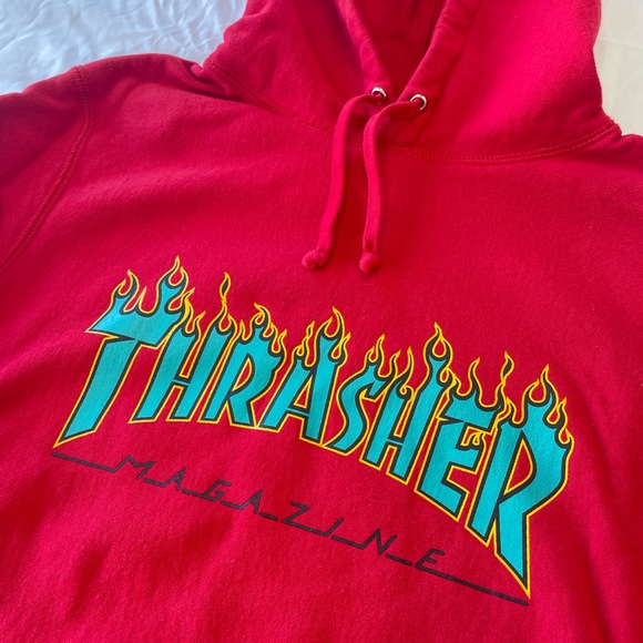 Supreme Thrasher Flame Logo Hoodie Red Size Medium - Picture 2 of 10